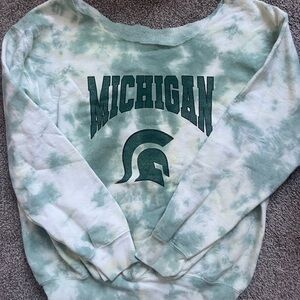 Michigan state off the shoulder Tie-Dye Sweatshirt